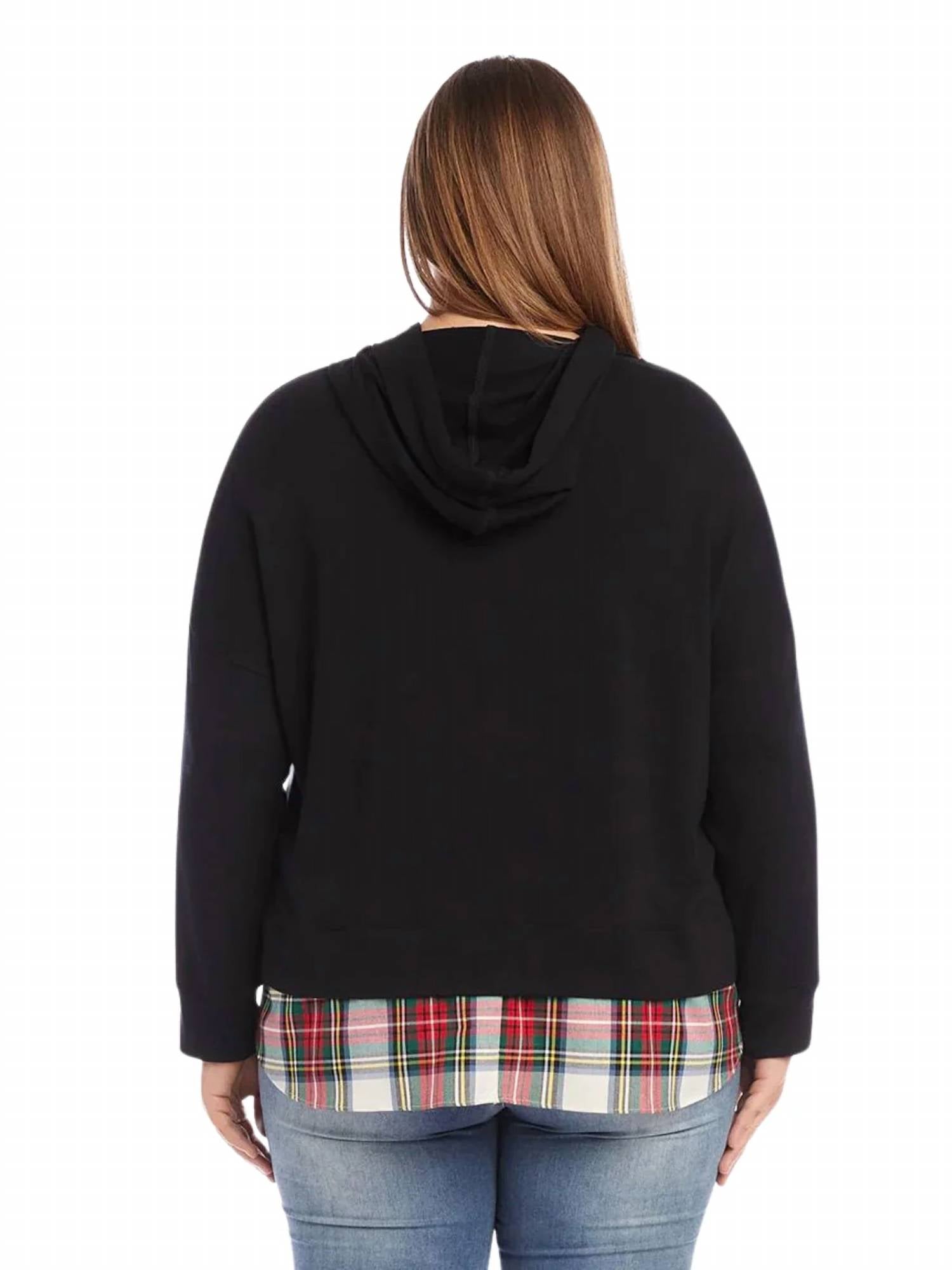 Karen Kane - Catalina Contrast Plaid Hem Hoodie