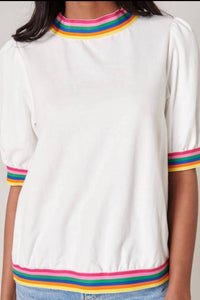 Sugarlips - Vivid Dreams Trim French Terry Knit Short Sleeve Top