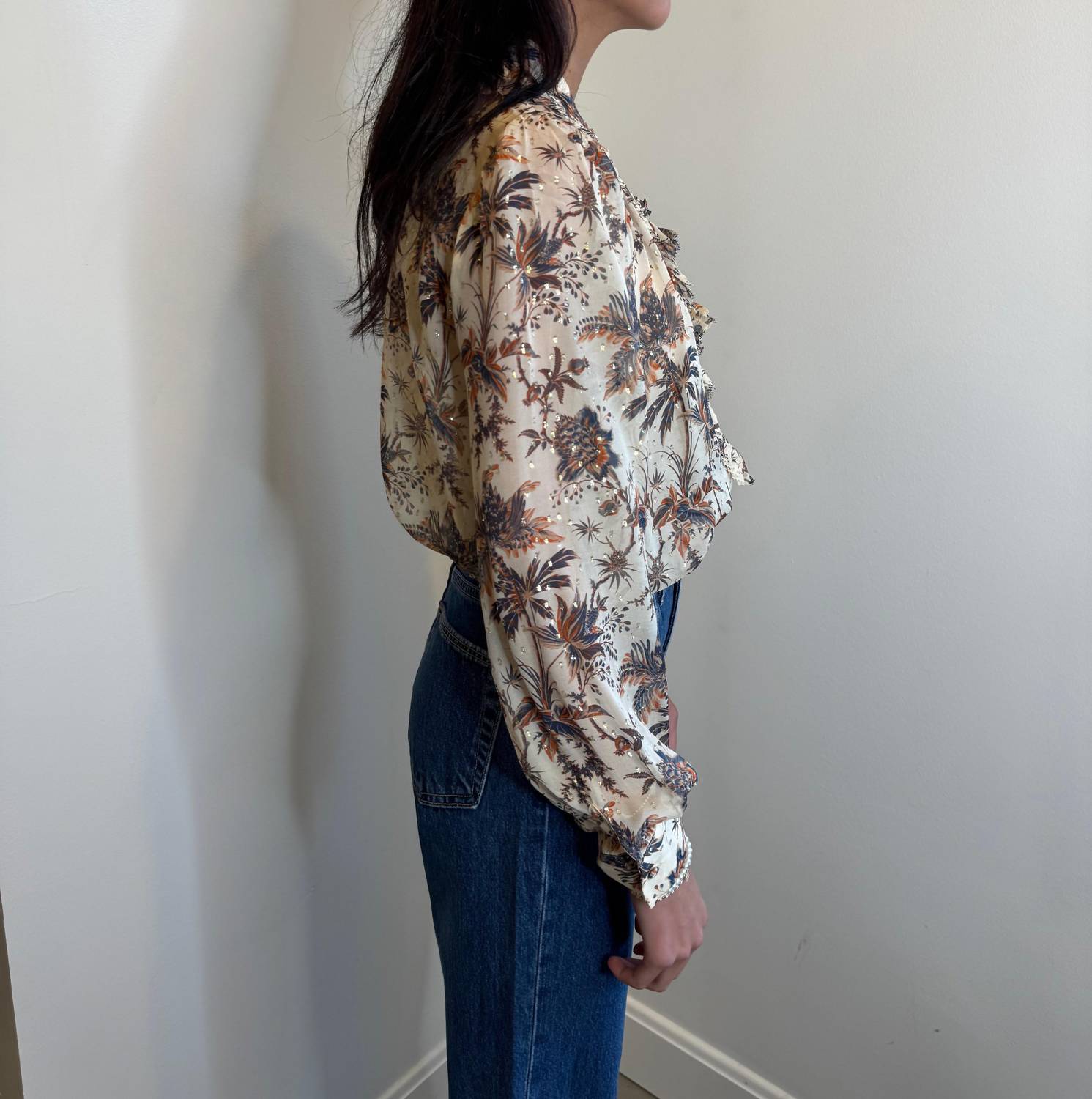 Ulla Johnson Nina Ruffle Placket Blouse in cameo - women's blouse - alternate view
