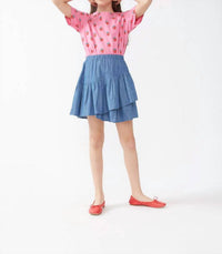 Compania Fantastica - Girls' Chambray Tiered Ruffle Skirt
