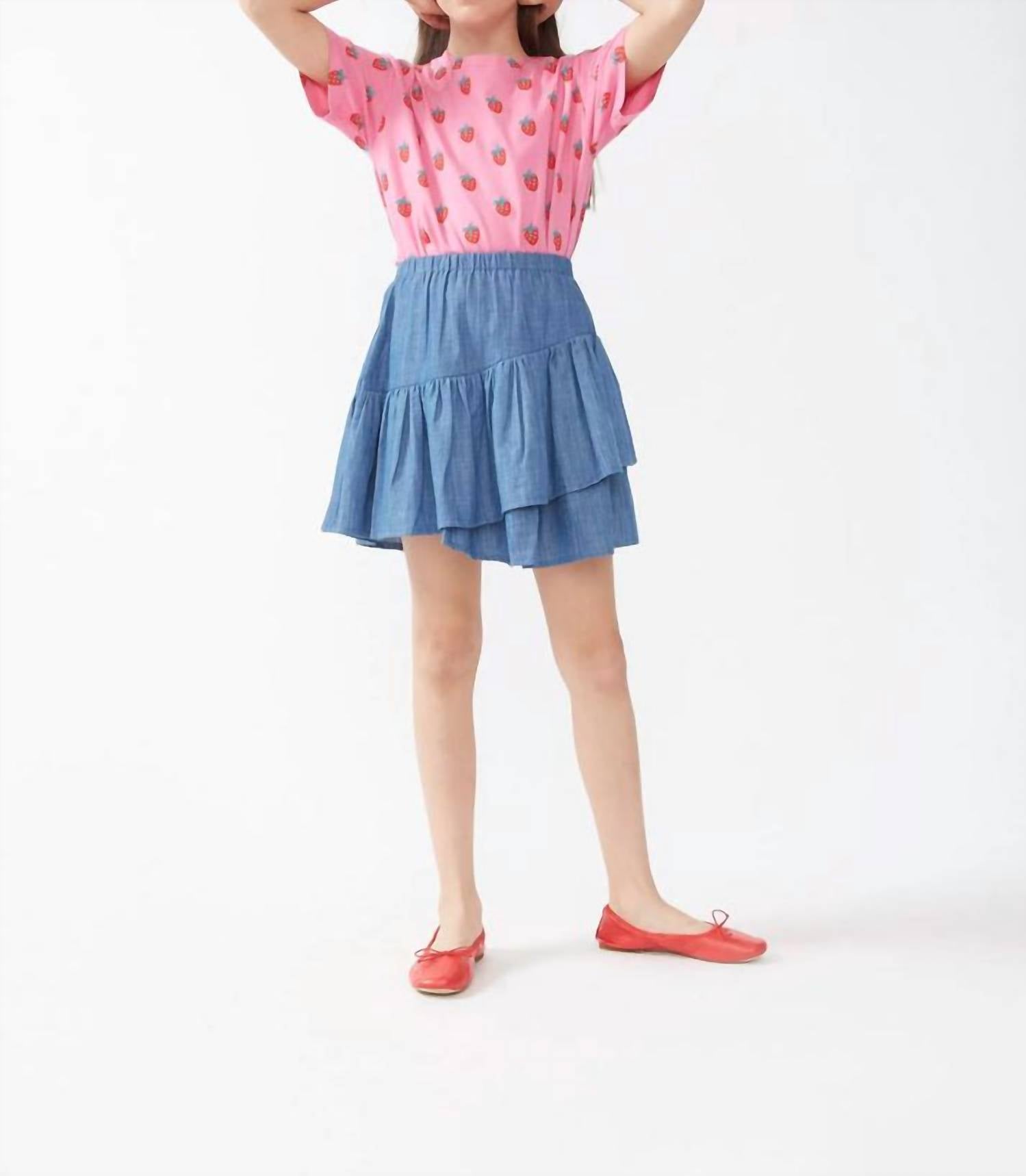 Compania Fantastica - Girls' Chambray Tiered Ruffle Skirt