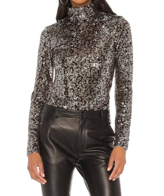 Milly - LEOPARD SEQUINS TURTLE NECK SHIRT