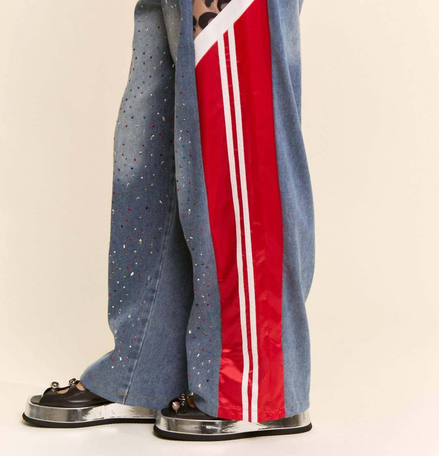 Davi & Dani - Rhinestone Joggers Crystal Track Pants