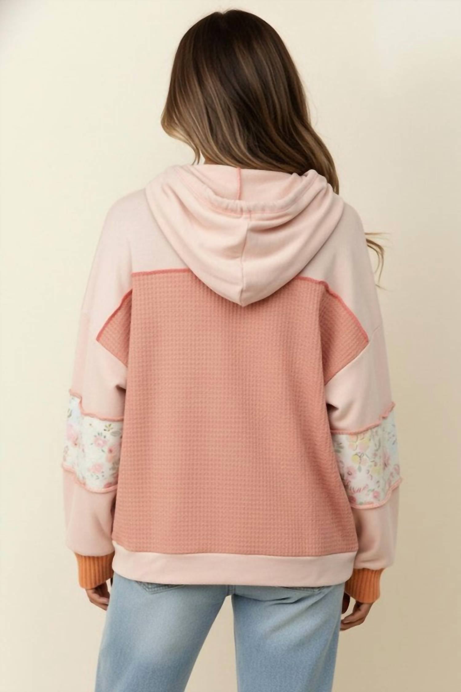 Haptics - Button Waffle Hooded Cardigan