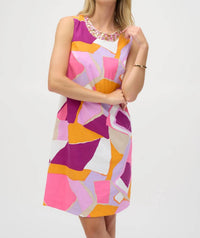 Joseph Ribkoff - Geometric Print Embellished Trapeze Dress