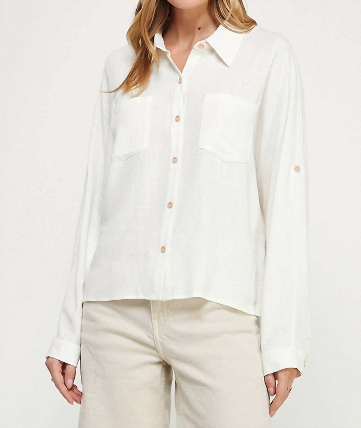 Allie Rose - Long Sleeve Roll Tab Dolman Shirt