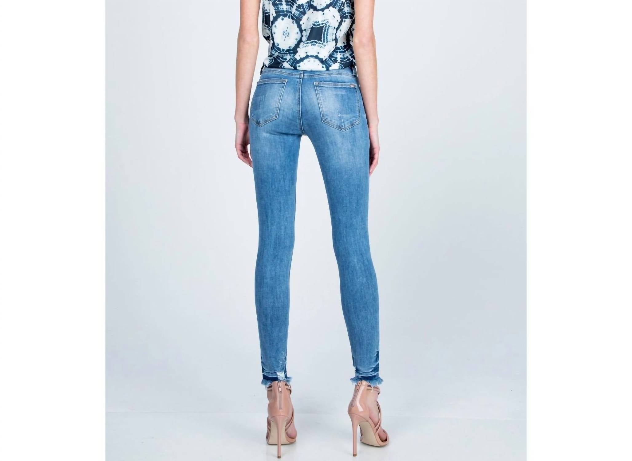 Special A - Mid Rise Raw Hem Skinny Jeans