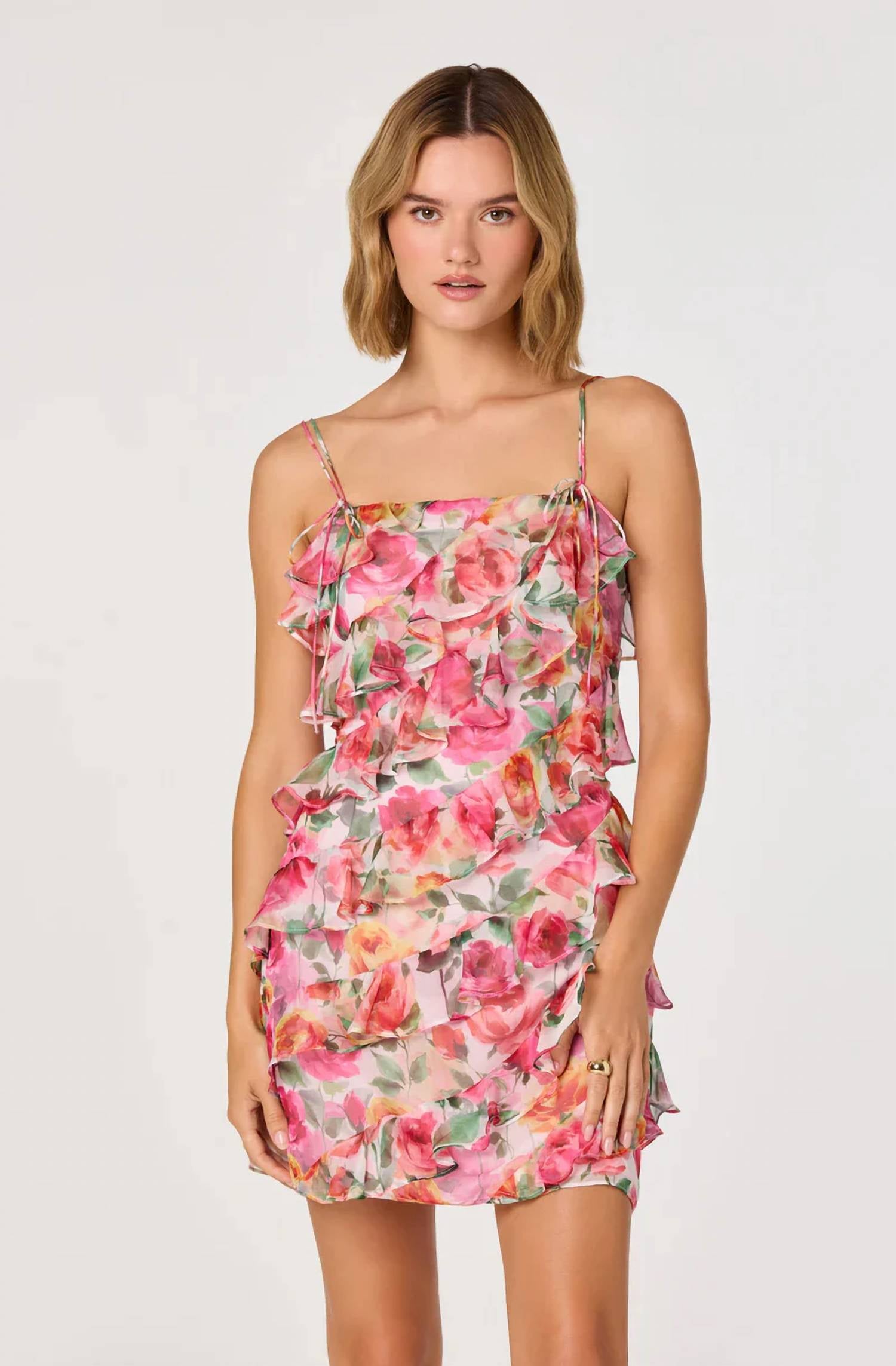Astr - Blanca Floral Ruffle Mini Dress