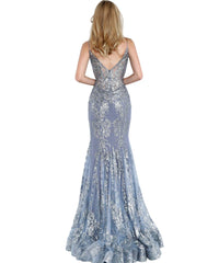 Jovani - Spaghetti Straps Embellished Dress