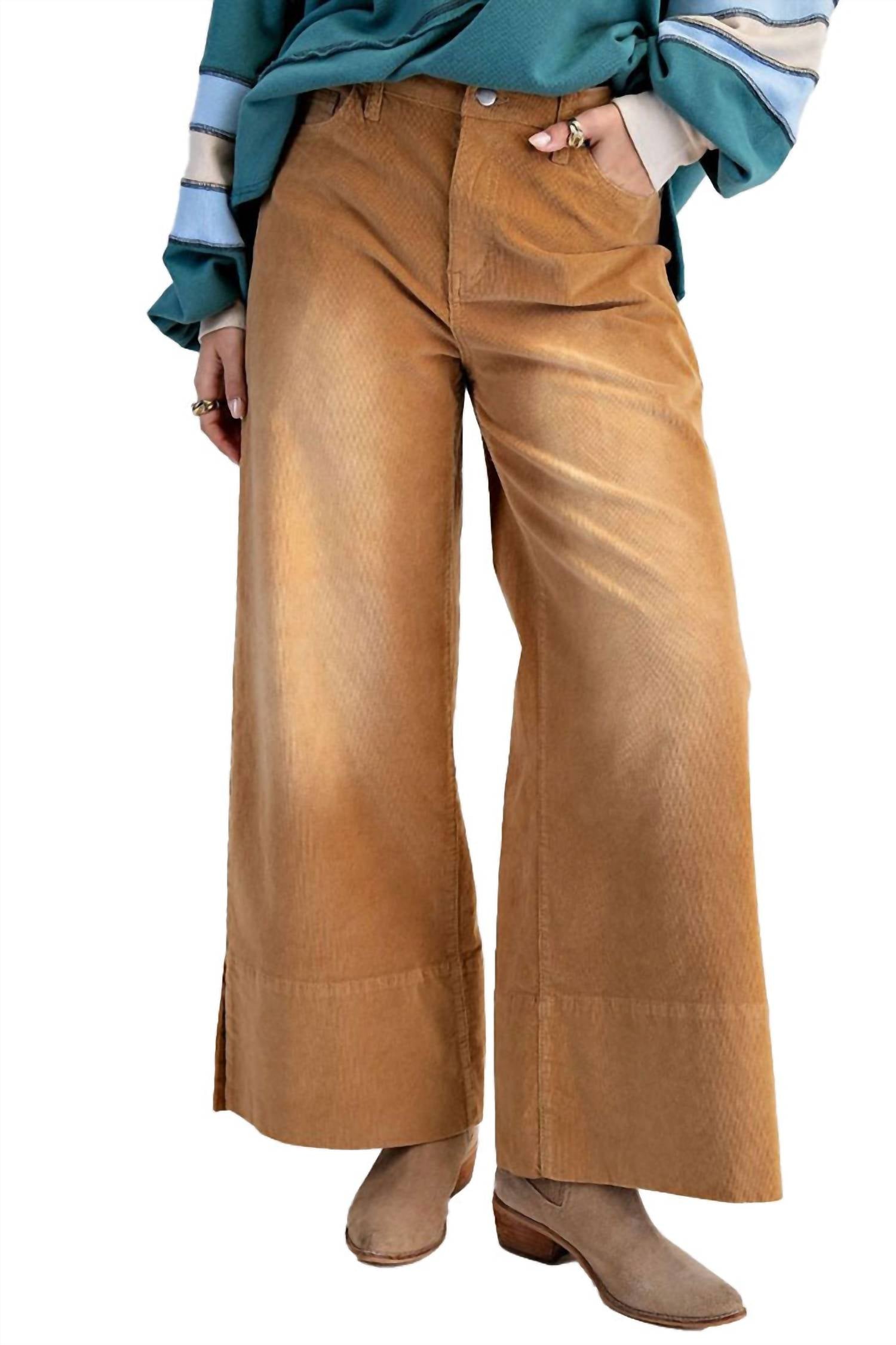 Easel - Stretch Baby Corduroy Wide Leg Pants