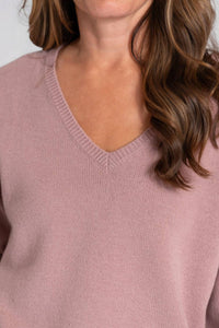 MAJESTIC FILATURES Long Sleeve V-neck Sweater in rosewood - women's sweater - view 4
