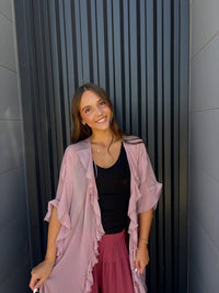 Bluivy - Sheer Ruffled Blush Kimono Cardigan