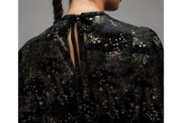 Allsaints - Jemima Star Dress Velvet Metallic Gold Printed