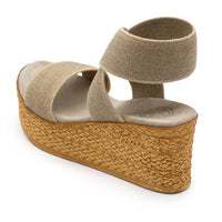 CHARLESTON SHOE CO. Women's Bermuda Wedge Sandal in beige - women's sandal - detail view
