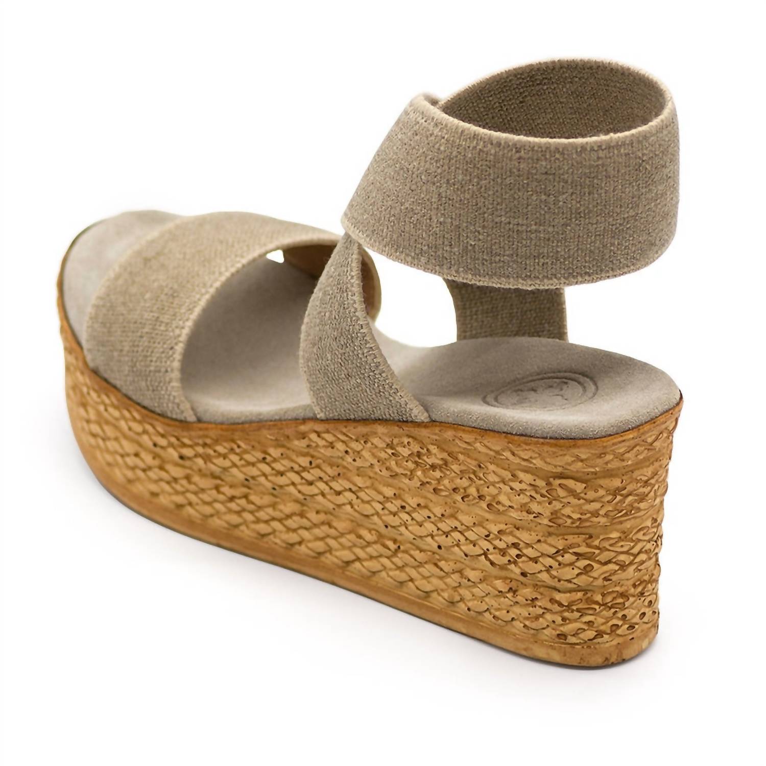 CHARLESTON SHOE CO. Women's Bermuda Wedge Sandal in beige - women's sandal - detail view