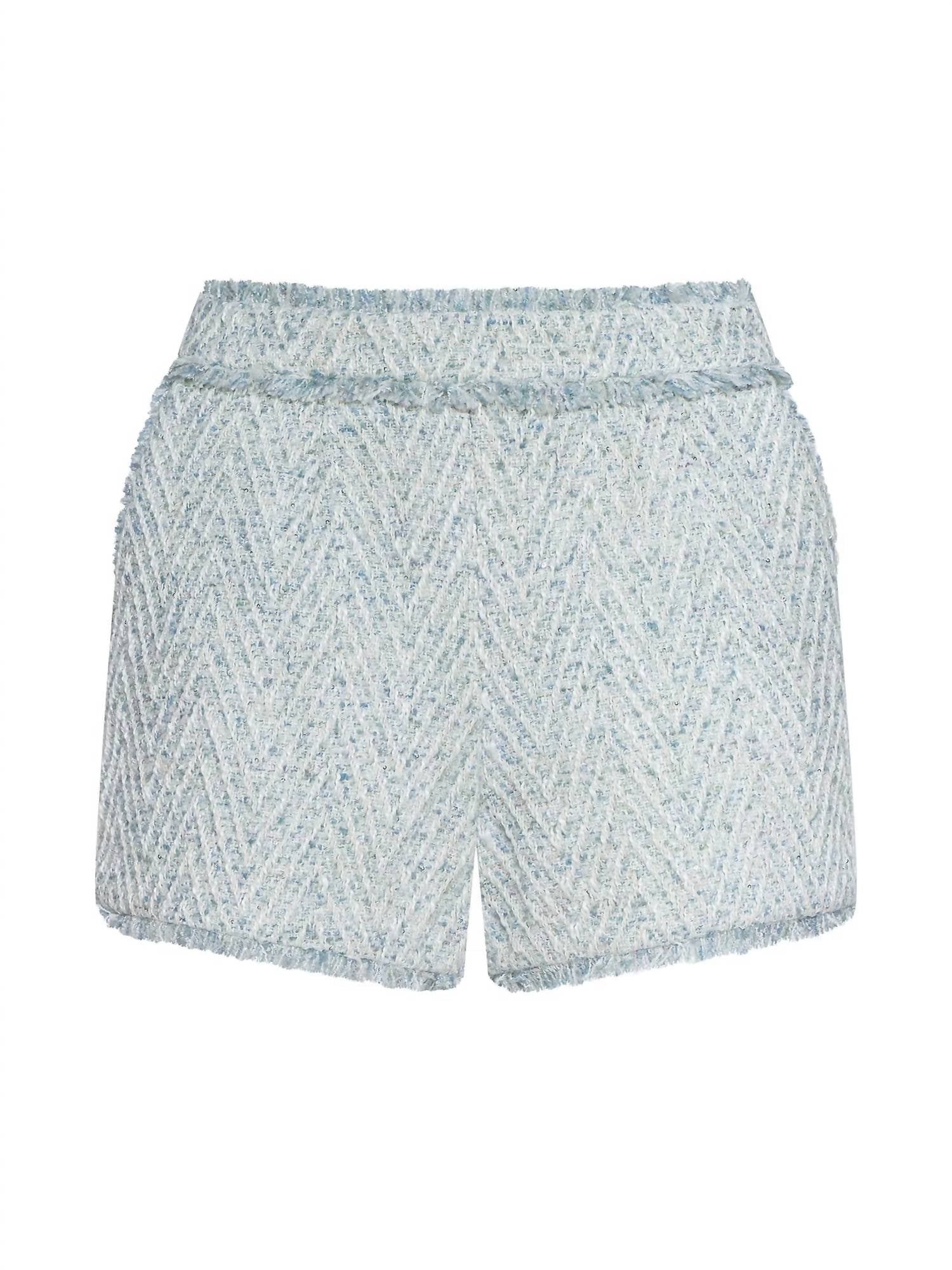 L'Agence Chevron Ashley Fringe Short in blue - women's shorts - view 5