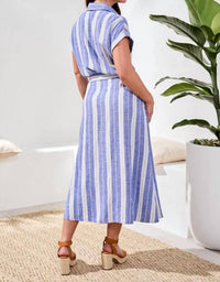 Tribal - Linen Blend Short Sleeve Dress