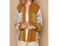 Pol - Oversized Floral Contrast Front Pockets Shirt