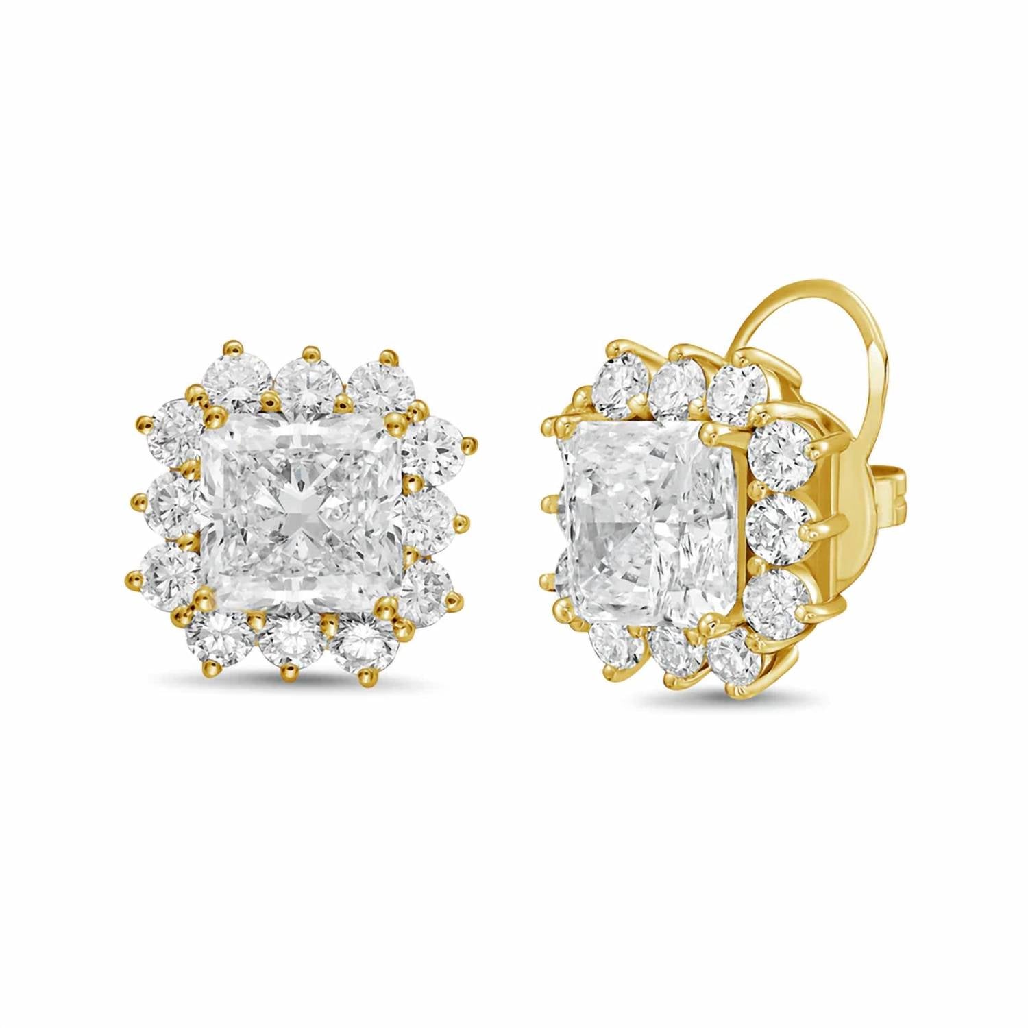 Diana M Jewels - Women's Radiant Lab-Grown Diamond Stud Earrings (9.00 Ct TCW) - Elegant Plus