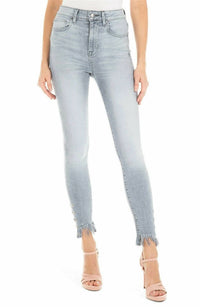 FIDELITY High Waist Skinny Shredded Hem Jean in cape grey pandora - women's jeans