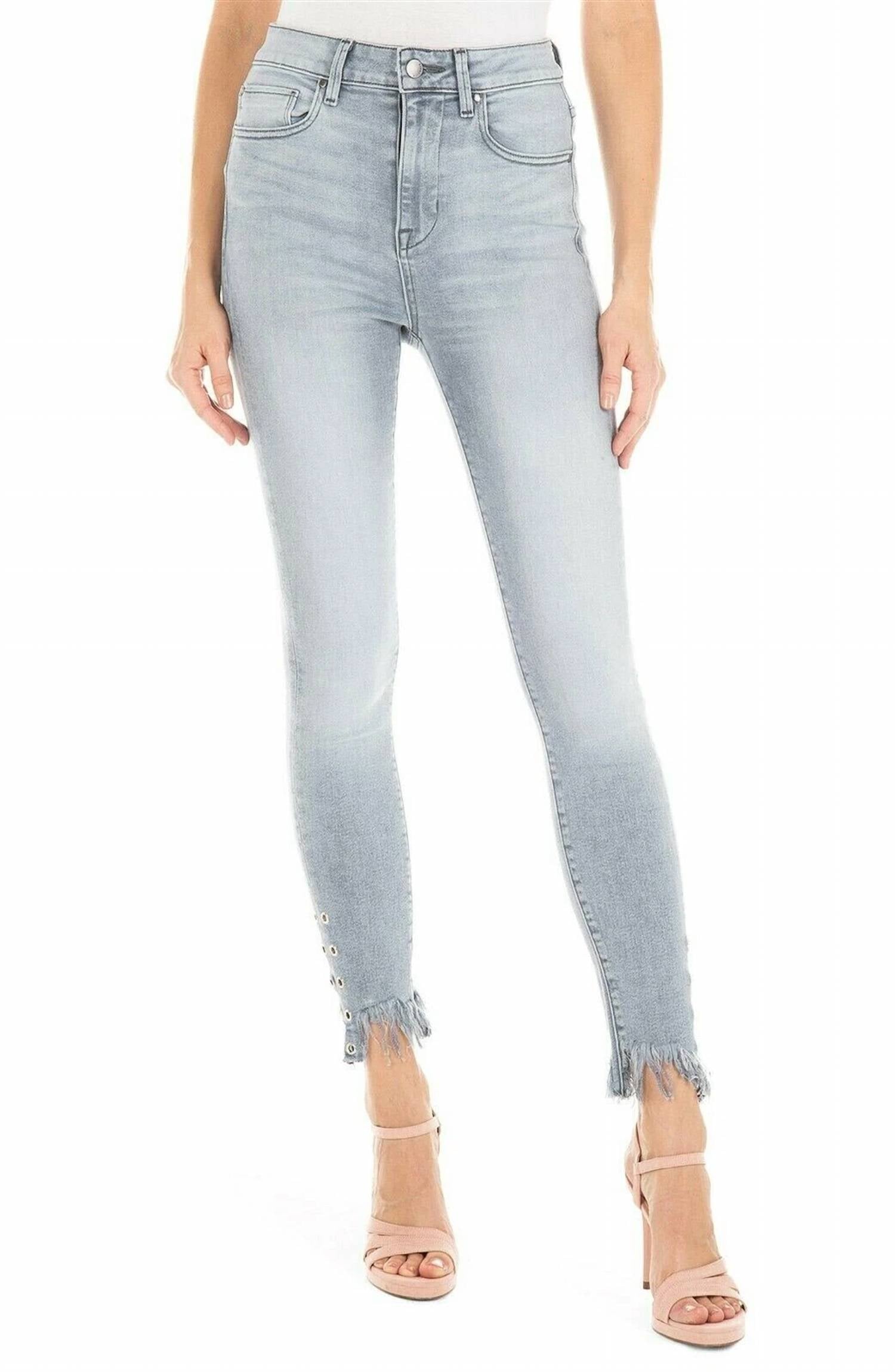 FIDELITY High Waist Skinny Shredded Hem Jean in cape grey pandora - women's jeans