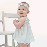 Angel Dear - Kids Tiny Cherry Stripe Bamboo Top And Ruffle Leg Bloomer Set