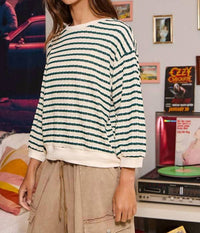 Bucketlist - Striped Texture Relaxed Silhouette Top
