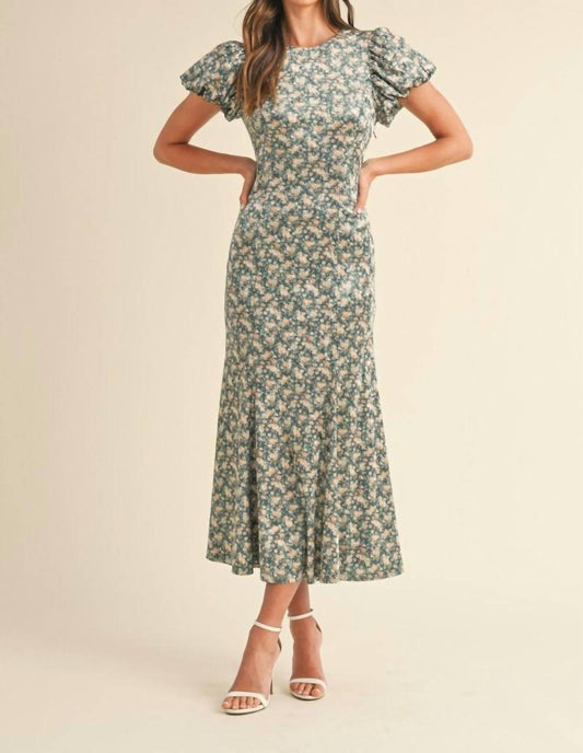 Mable - Elegant Velvet Ditzy Floral Dress