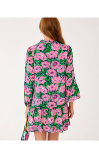 Lilly Pulitzer Evaline Silk Dress in low tide navy florrie - women's dress - alternate view