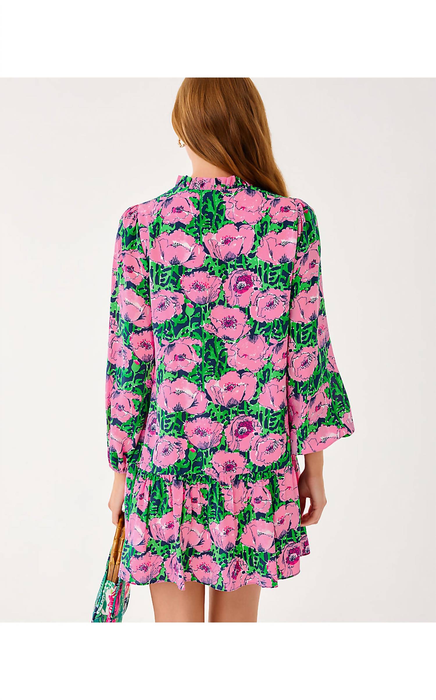 Lilly Pulitzer Evaline Silk Dress in low tide navy florrie - women's dress - alternate view
