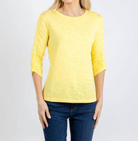 Elliott Lauren - Crissy Crew Neck Ruched Sleeve Tee