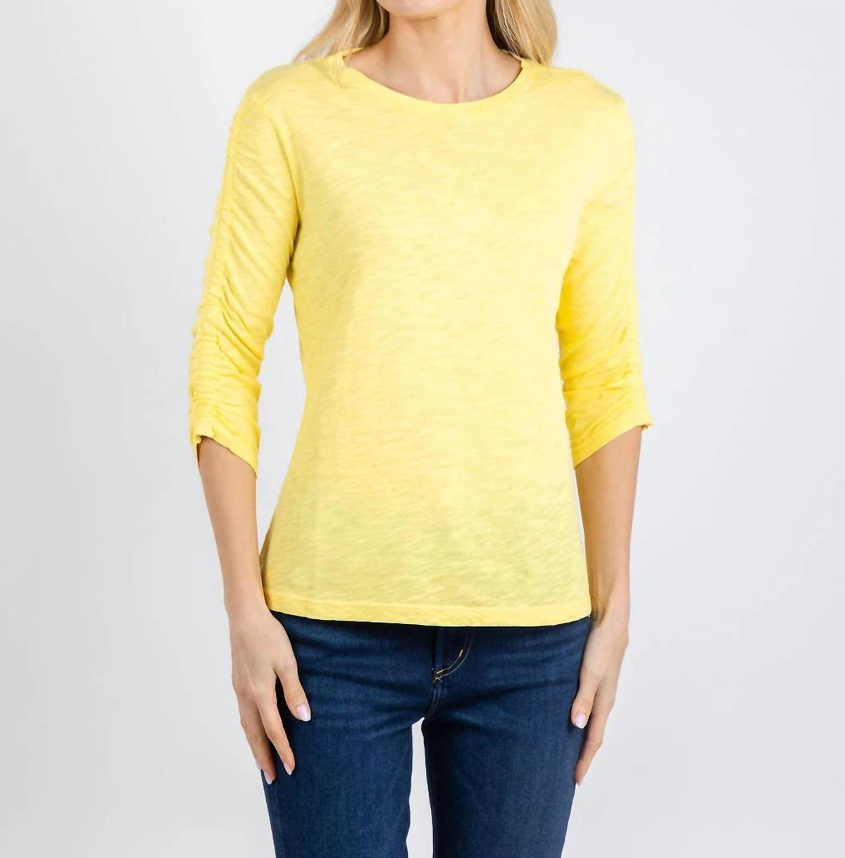 Elliott Lauren - Crissy Crew Neck Ruched Sleeve Tee