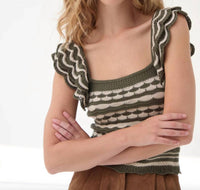 Autumn Cashmere - Two Tone Tank With Flutter Sleeves