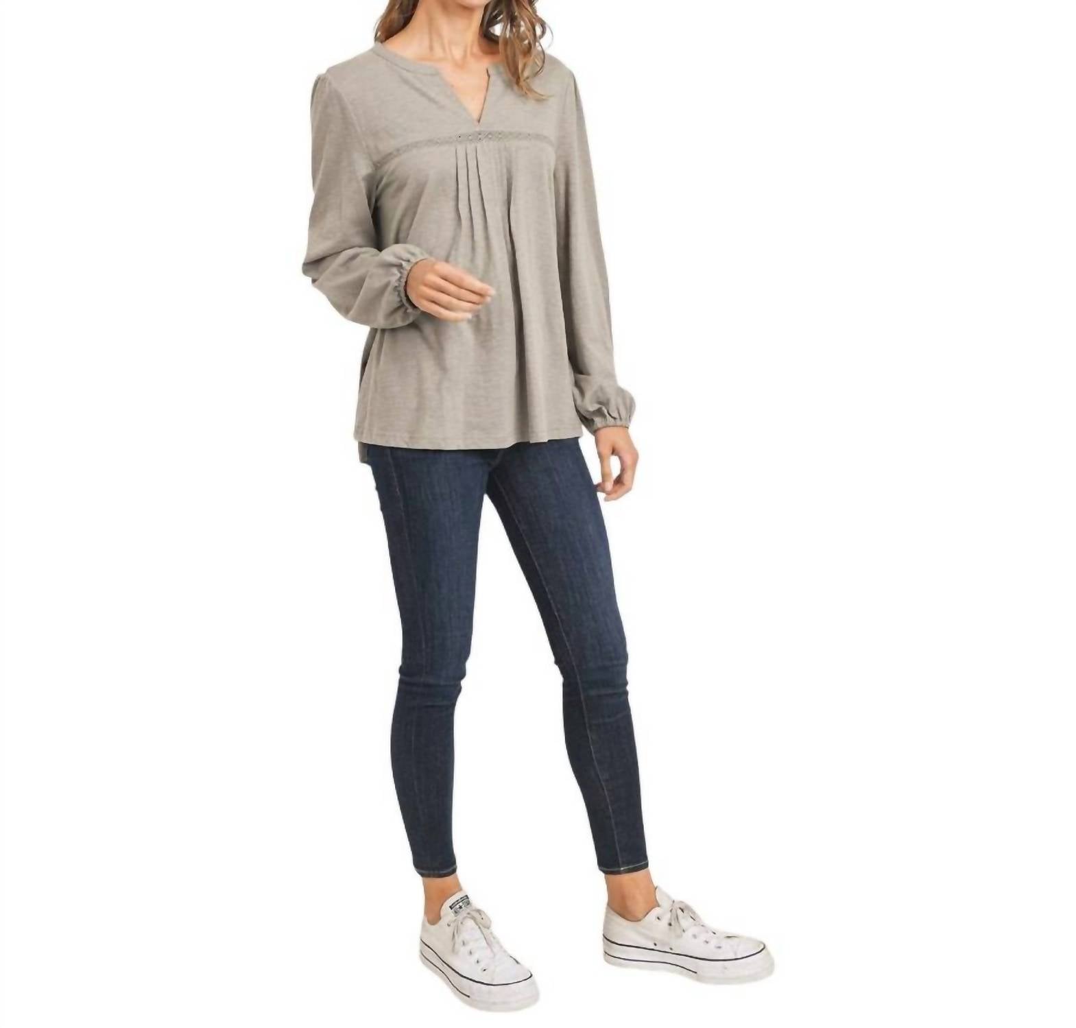 Cotton Bleu - Casual Pintuck Knit Top