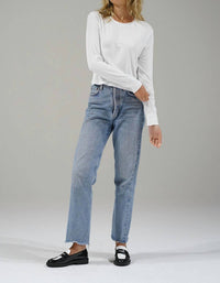 Lna - Long Sleeve Ribbed Crewneck Top