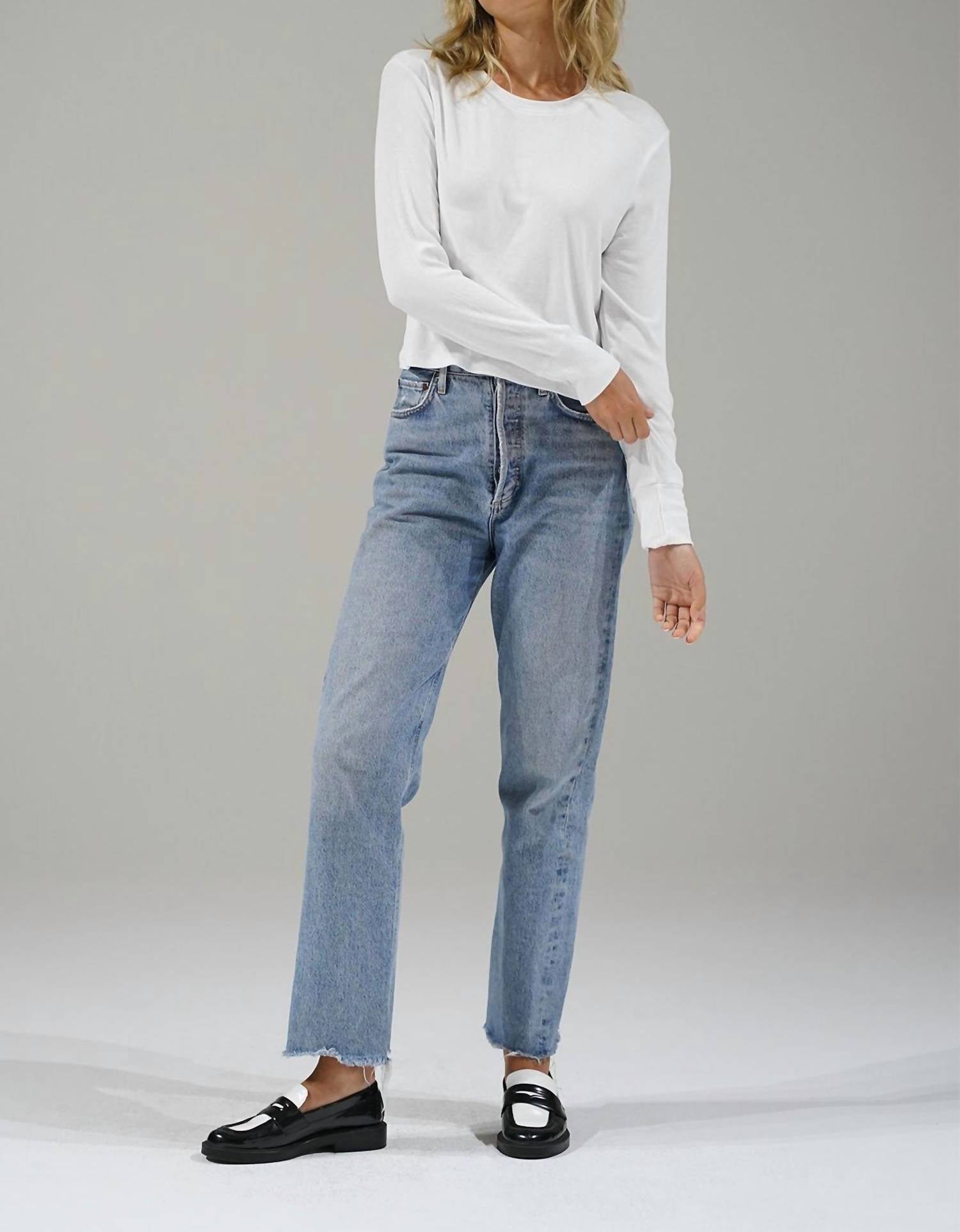 Lna - Long Sleeve Ribbed Crewneck Top