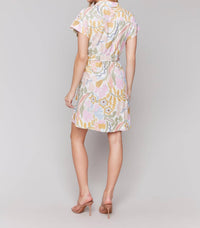 Charlie B - Linen Blend Short Sleeve Button-front Dress