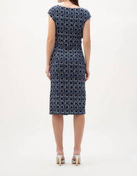 Joseph Ribkoff - Silky Knit Geometric Print Sheath Wrap Dress