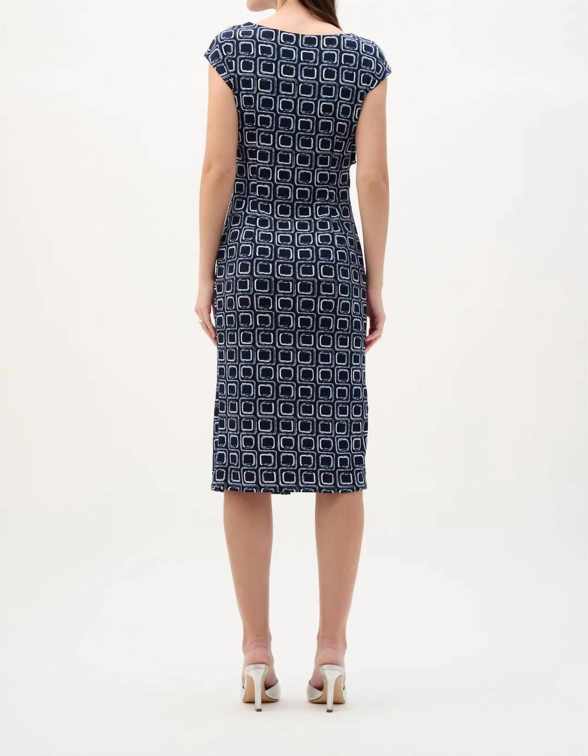 Joseph Ribkoff - Silky Knit Geometric Print Sheath Wrap Dress