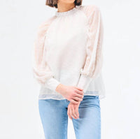 Mary Square Marshmallow Veronica Long Sleeve Top in white - women's blouse