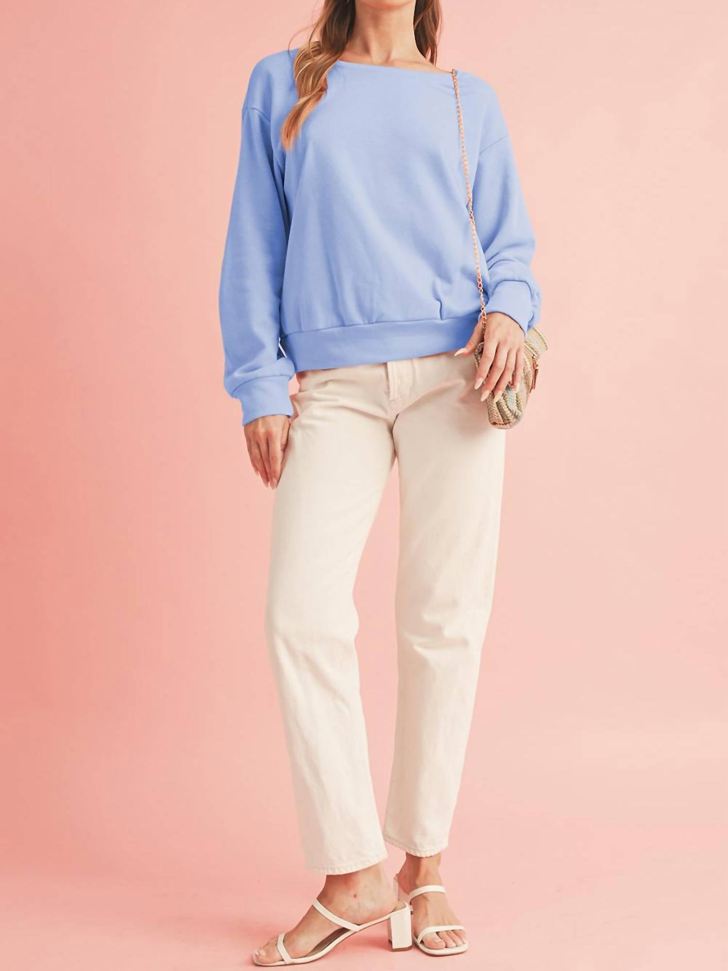 Shewin - Bowknot Round Neck Sweatshirt