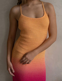 Lulus - Lorient Orange & Pink Knit Maxi Dress