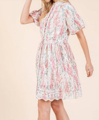 Geegee X Lovelo - Floral Eyelet Lace Mini Shirt Dress