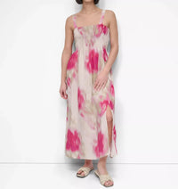 DKNY Printed Rumpled Voile Dress in watercolor - women's dress