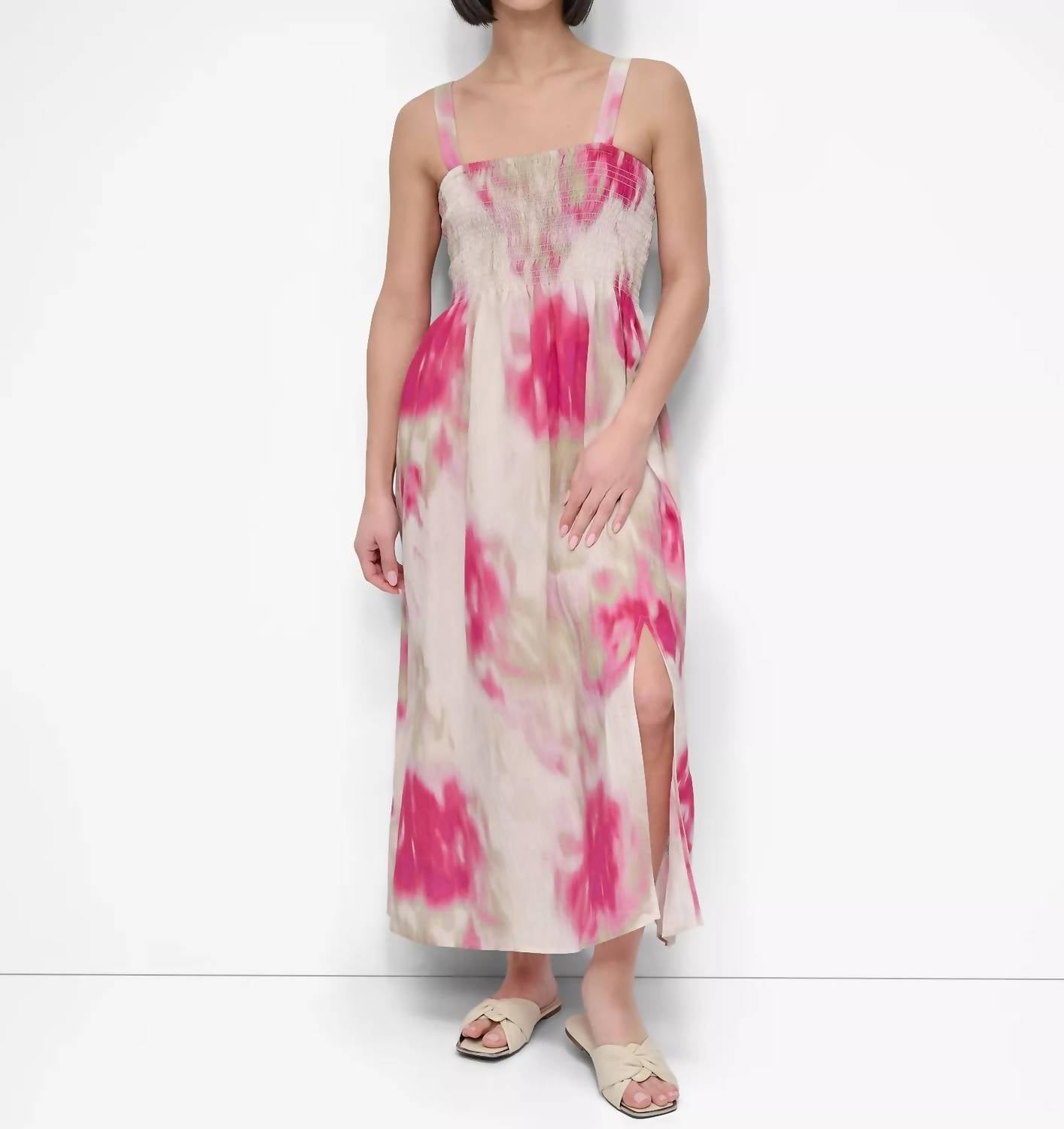 DKNY Printed Rumpled Voile Dress in watercolor - women's dress