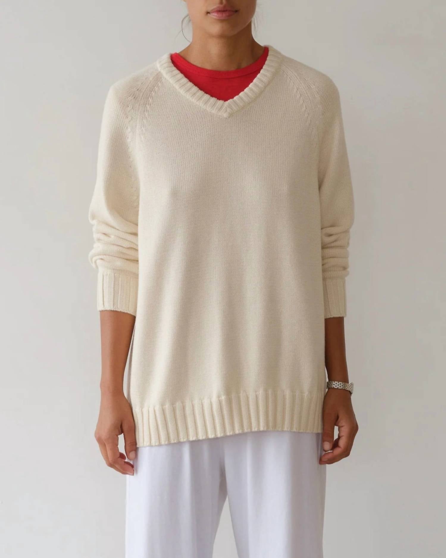 Donni. - Cotton Cashmere V-neck Sweater