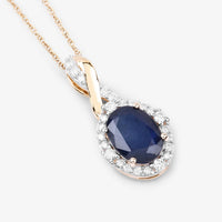 Diana M Jewels Women's Oval Natural Sapphire Pendant Necklace (1.72 Ct) - Classic in 14k yellow gold - women's jewelry - detail view