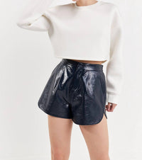 Grey Lab - High-waisted Faux Leather Short