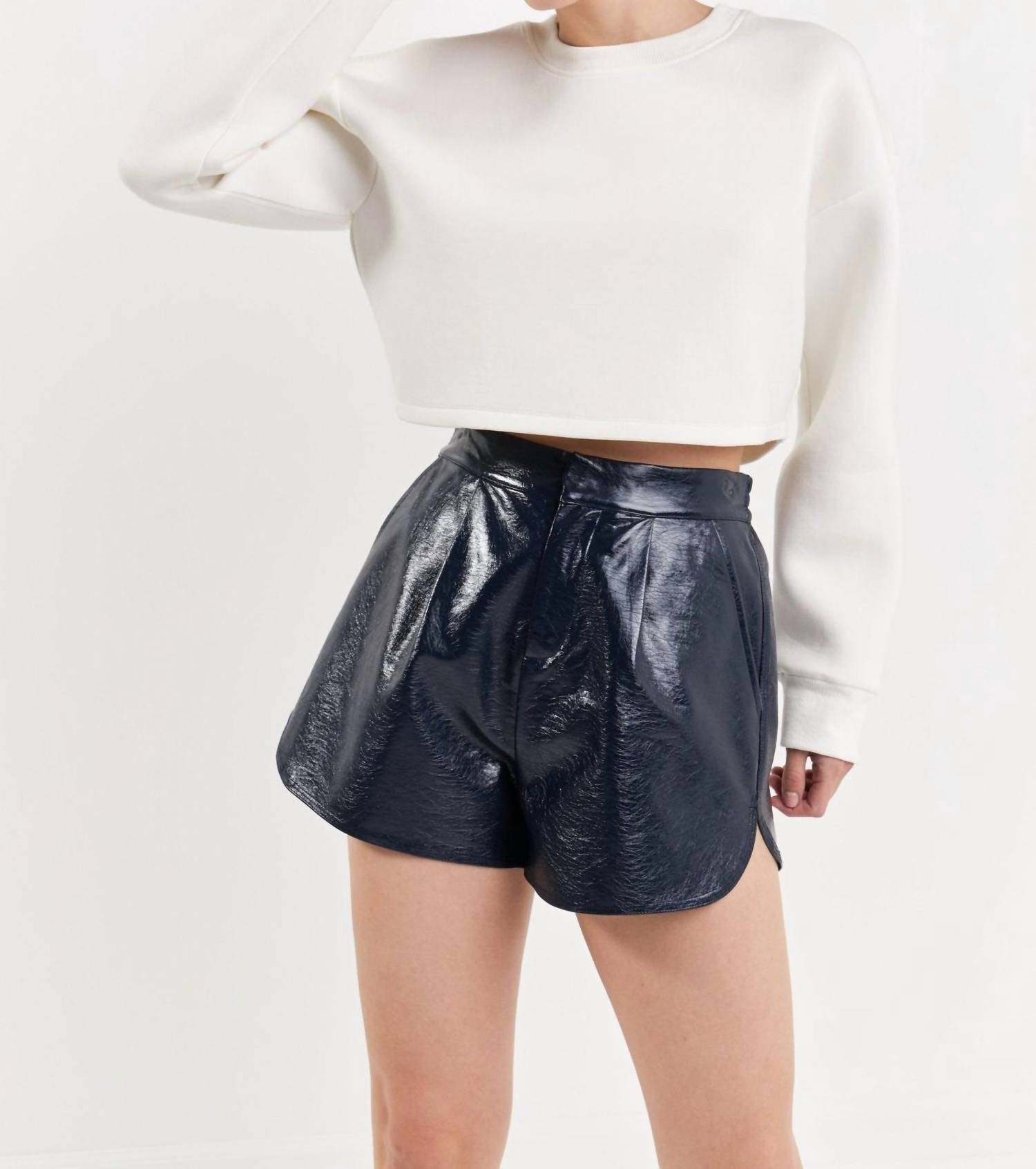 Grey Lab - High-waisted Faux Leather Short