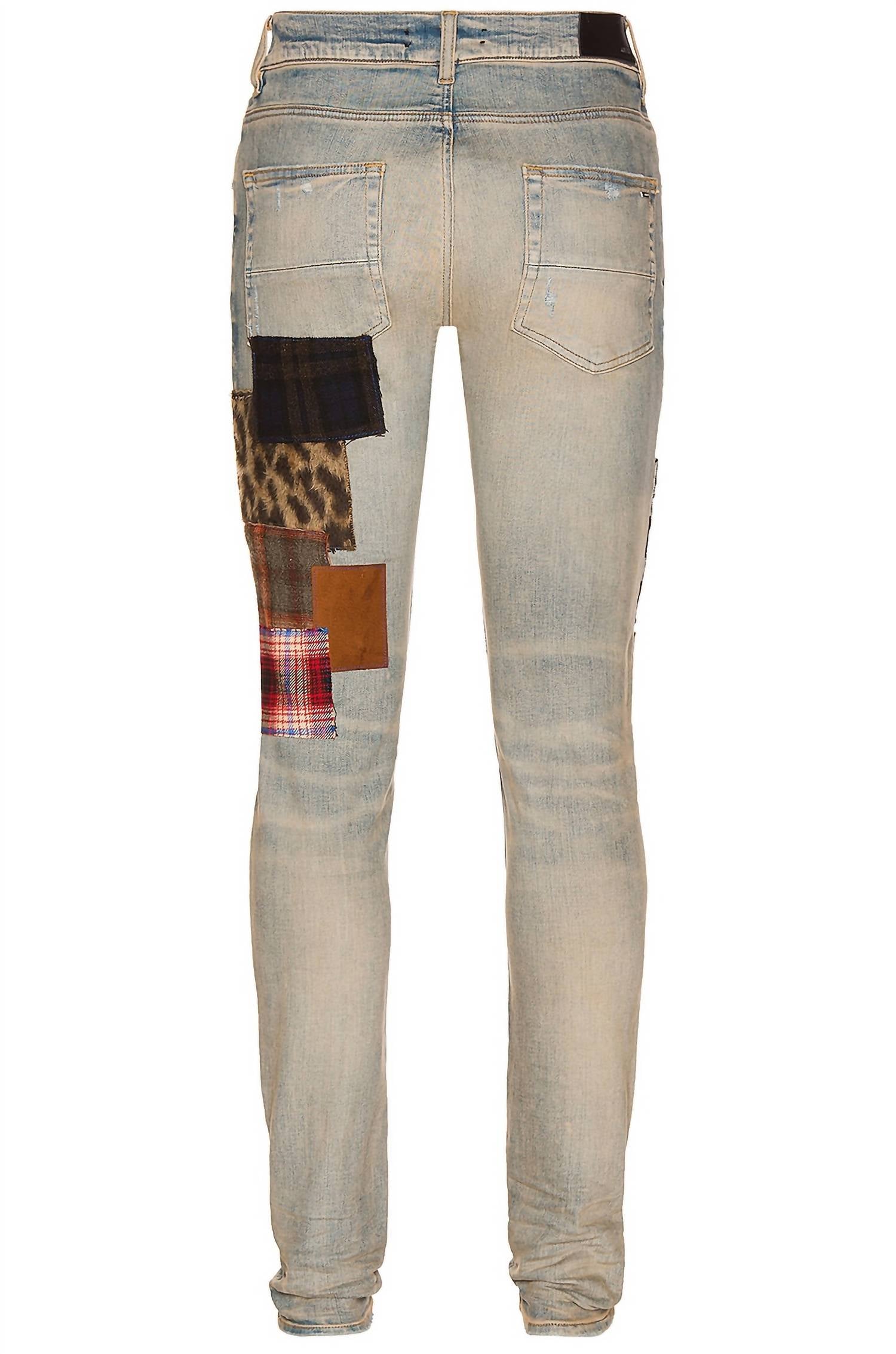 Amiri Art Patch Denim Jeans in clay indigo - men's jeans - view 4
